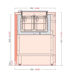 Vitrina IFI Panorama Tubs Counter 2 tanques para gelato 59.05" 7 Baluna - Producto - IFI -Vitrina - Panorama - Tubs - 1 Nivel - 2 temperaturas - para Gelato