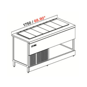 Vitrina IFI Panorama Tubs Counter 1 tanques 1 temperatura para gelato 68.09" 9 Baluna - Producto - IFI -Vitrina - Panorama - Tubs - 1 Tanque - 1 temperatura - para Gelato