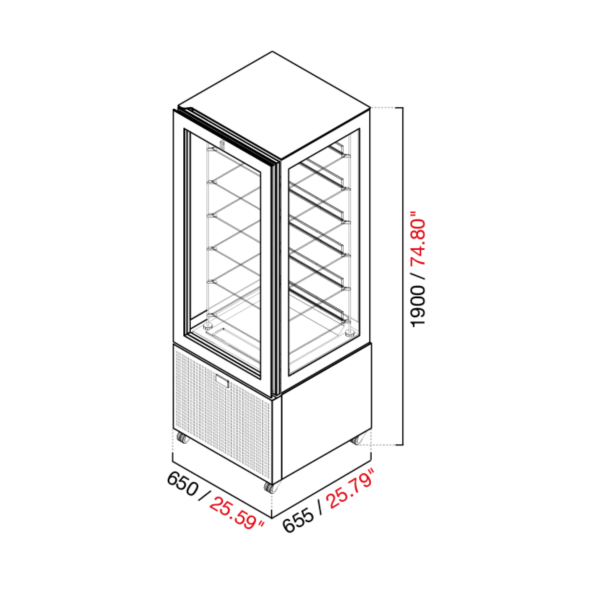 Vitrina IFI Pivot Vertical para Gelato y Pasteleria 25.59" 5 Baluna - Producto - IFI -Vitrina - Pivot - Para Gelato Helado o Pasteleria